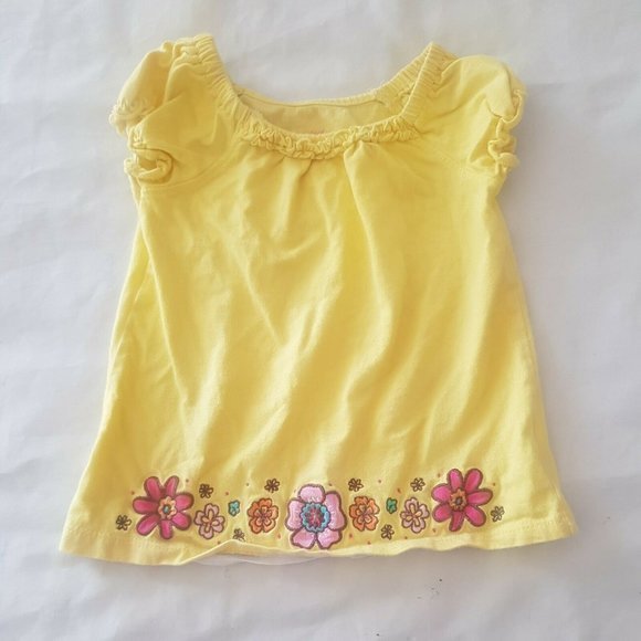 Emmas Garden Blouse Top Size 24 months Yellow Embroidery Floral Short Sleeve - Picture 3 of 12